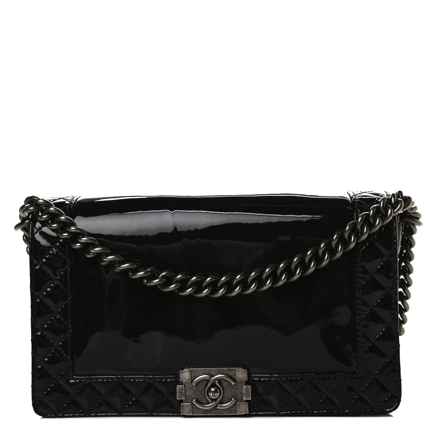 Chanel Patent New Medium Boy Reverso Flap Black 7 of 15