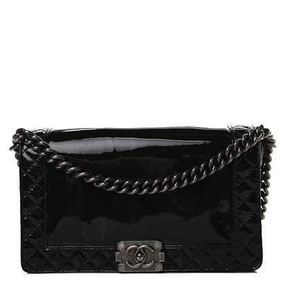 Chanel Patent New Medium Boy Reverso Flap Black 7 of 15