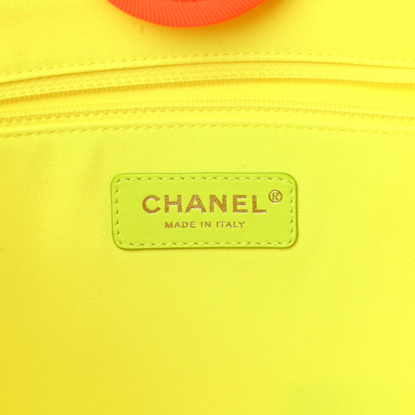 Mixed Fibers Calfskin Small Deauville Tote Orange Yellow