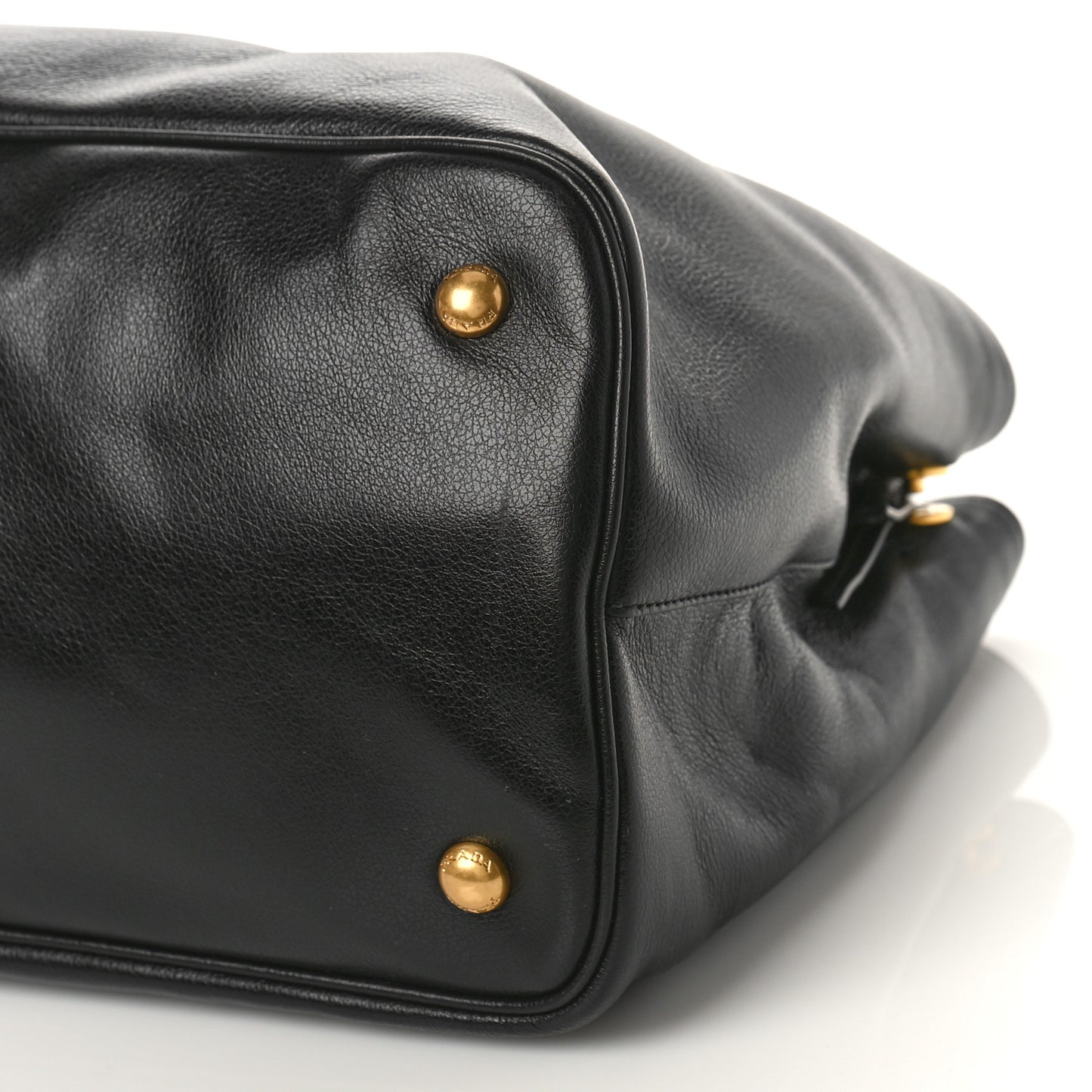 Glace Calfskin Embossed Logo Tote Black