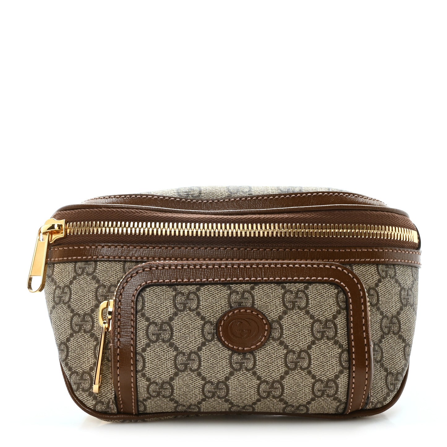 GG Supreme Monogram Textured Calfskin Retro Interlocking G Belt Bag Beige Ebony Brown Sugar