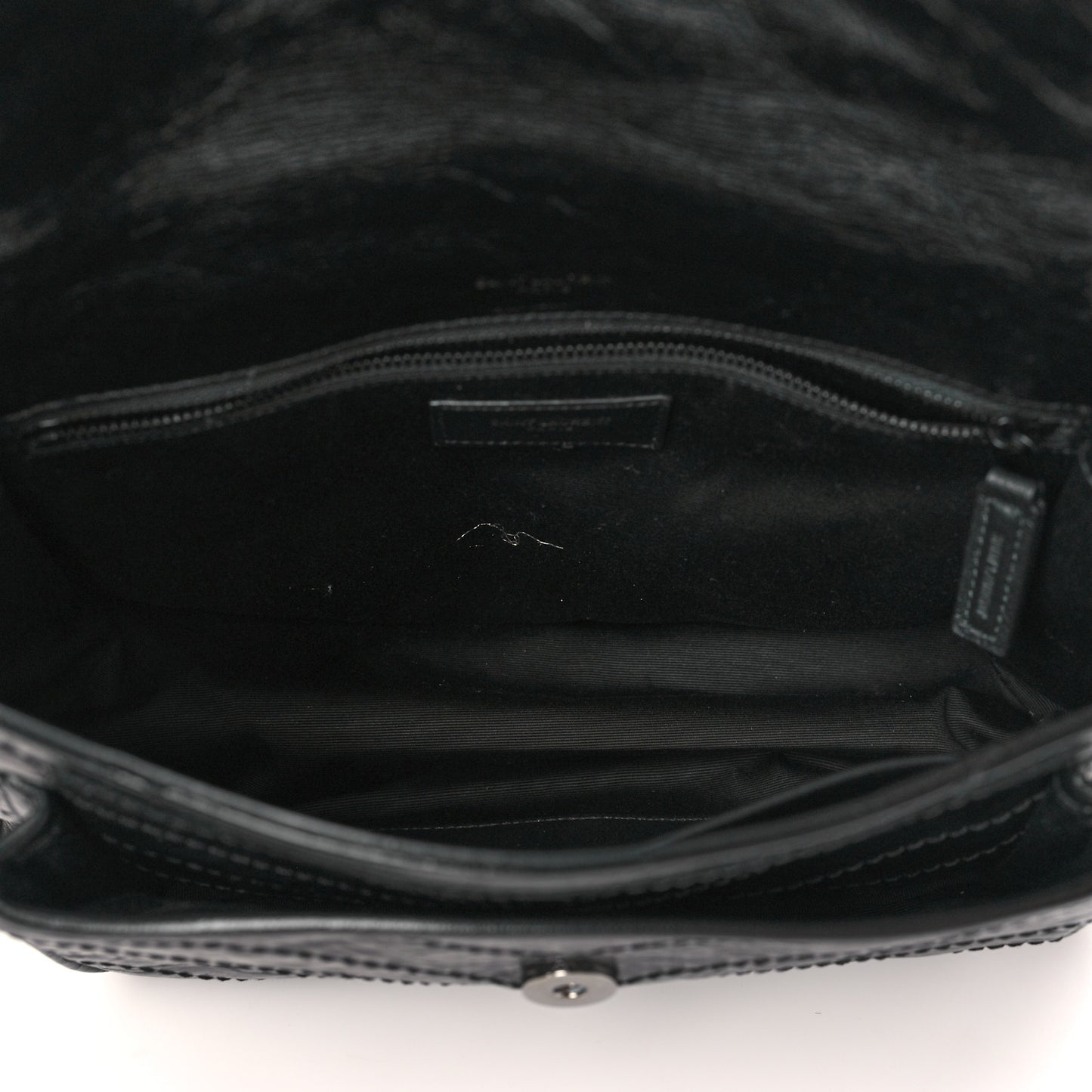 Crinkled Calfskin Matelasse Monogram Medium Niki Chain Satchel Black