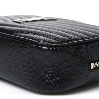 Saint Laurent Grain De Poudre Matelasse Monogram Mini Lou Camera Bag Black 9 of 10