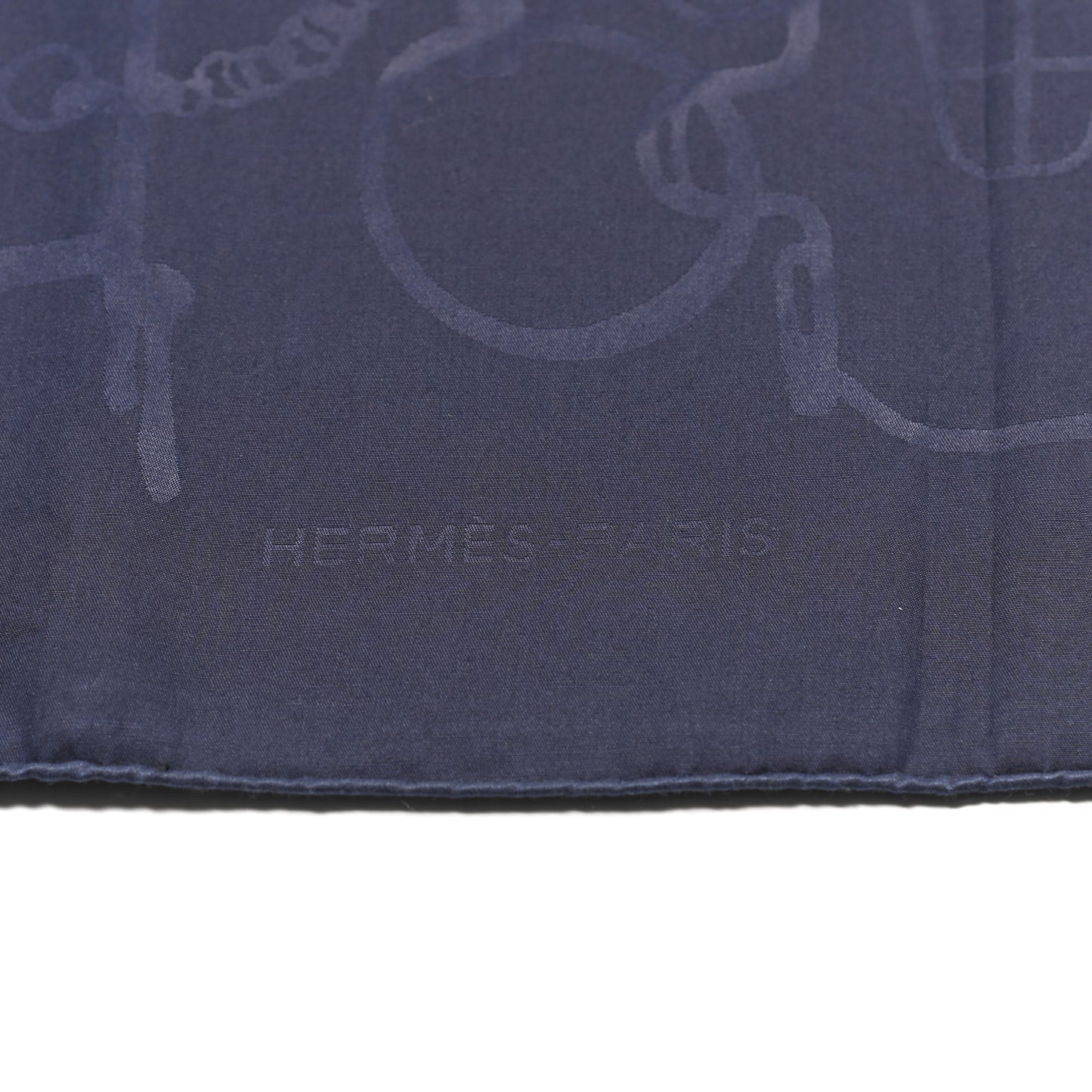 Silk Cotton Collection Equestre Scarf 100 Navy