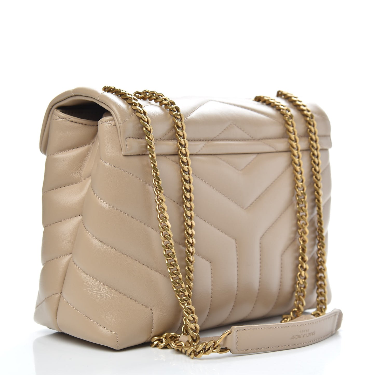 Calfskin Y Quilted Monogram Small Loulou Chain Satchel Dark Beige