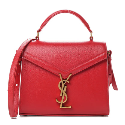 Saint Laurent Grain de Poudre Mini Classic Monogram Cassandra Top Handle Red 1 of 12