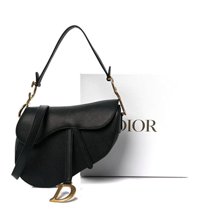 Christian Dior Grained Calfskin Saddle Bag With Strap Black 11 of 11