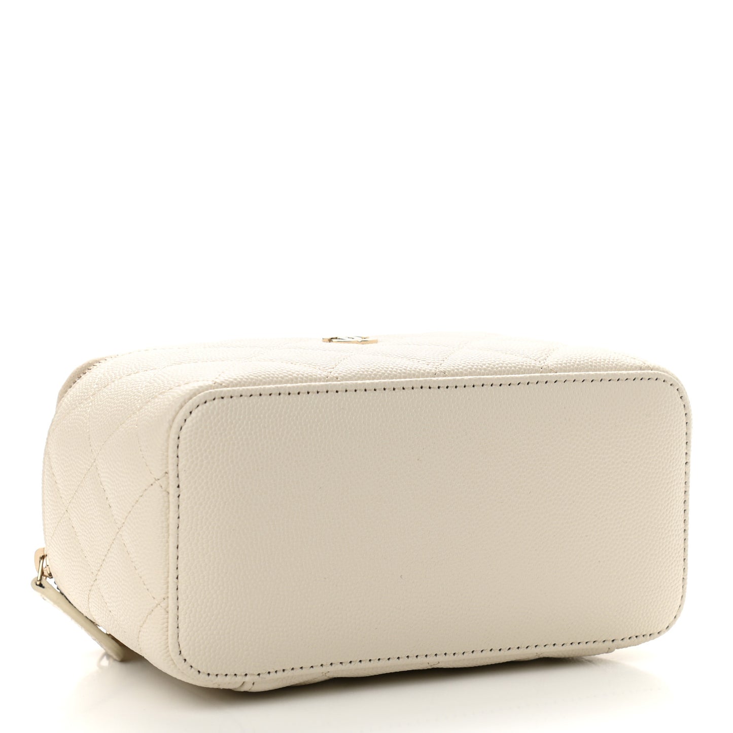 Caviar Quilted Small Vanity Case With Chain White