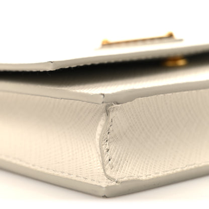 Prada Saffiano Card Holder With Chain Talco 7 of 9