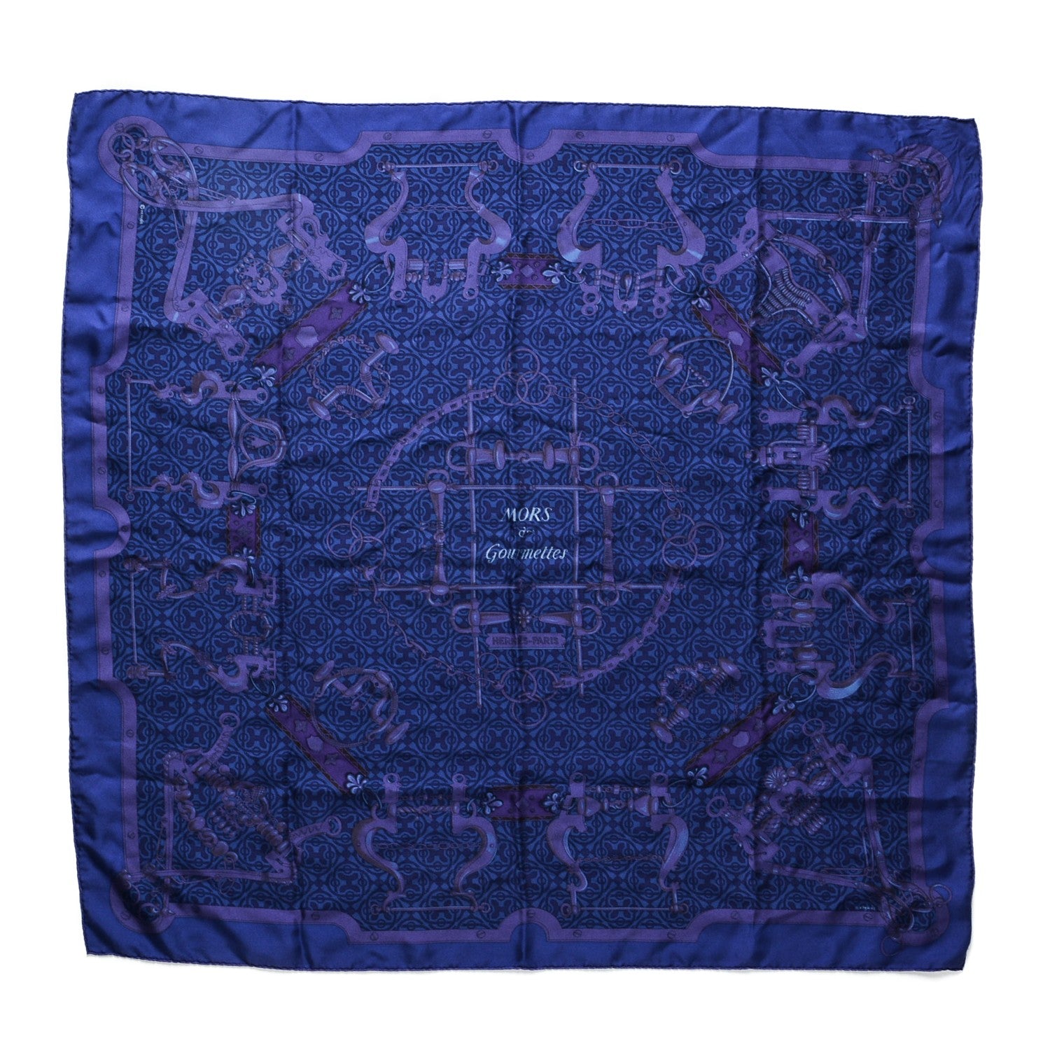 Hermes Silk Dip Dyed Mors et Gourmettes Scarf 90 Iris 1 of 5