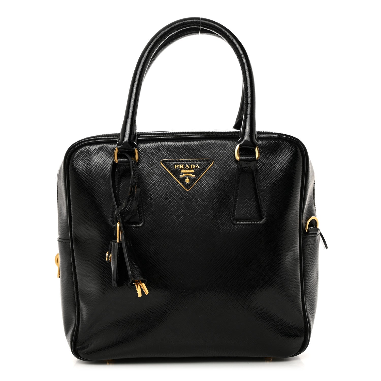 Prada Saffiano Vernice Bauletto Black 1 of 10