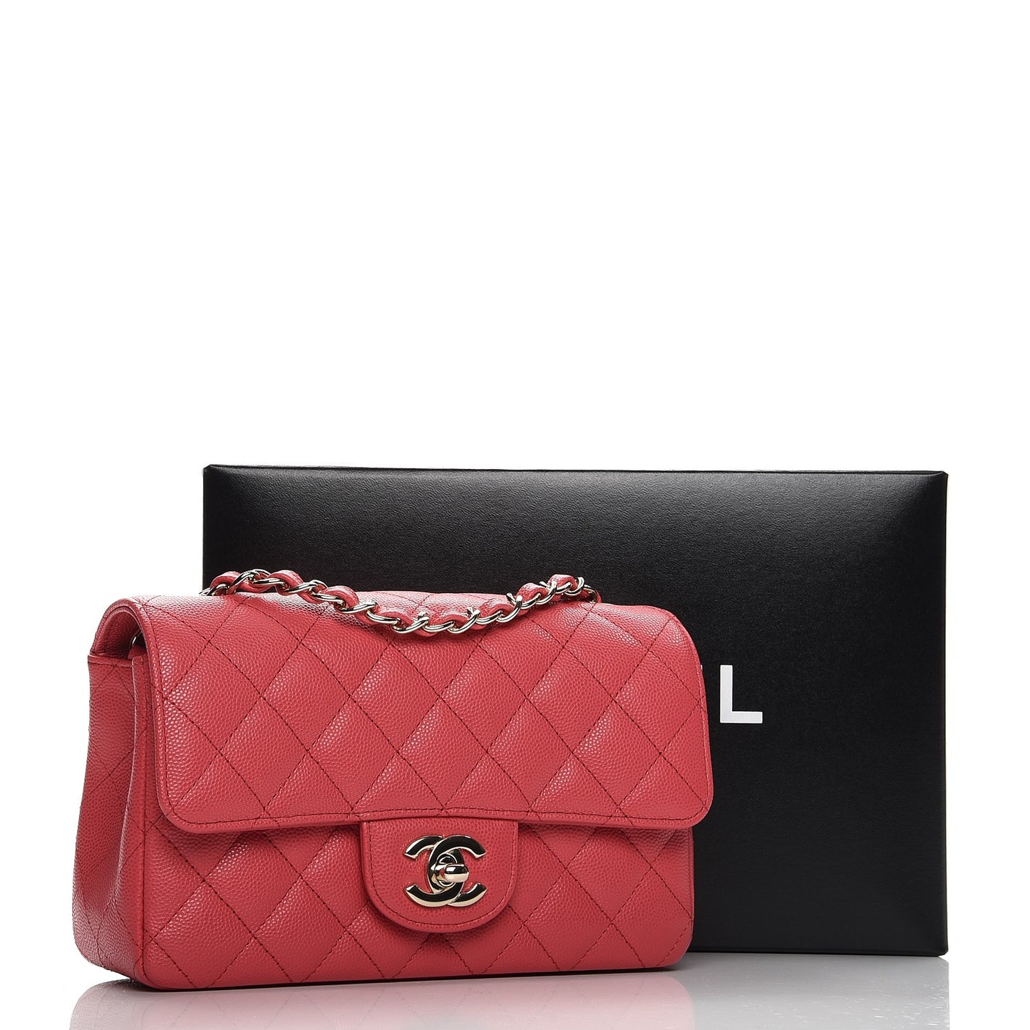 Caviar Quilted Mini Rectangular Flap Dark Pink