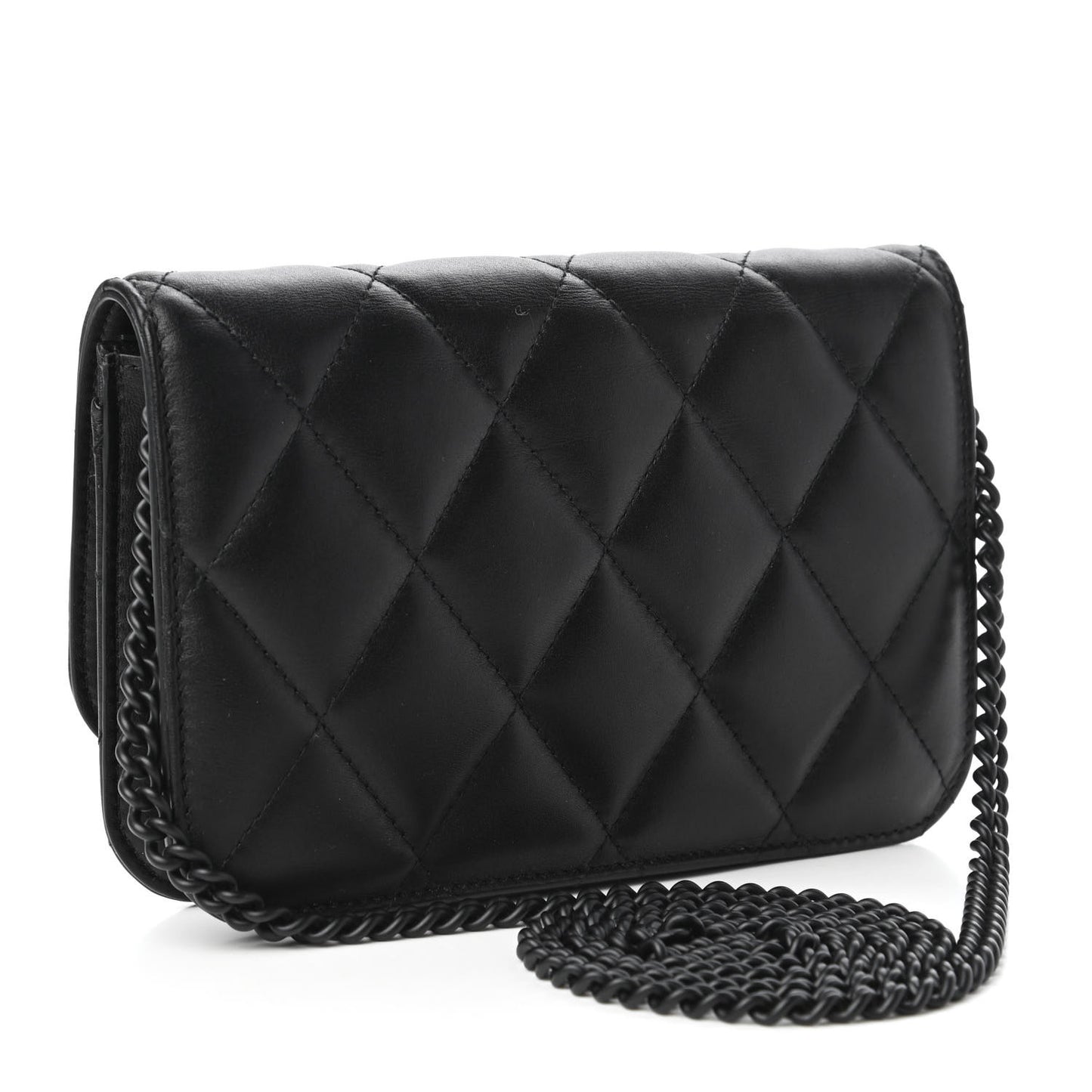 Calfskin Quilted Touch B Wallet on Chain Black