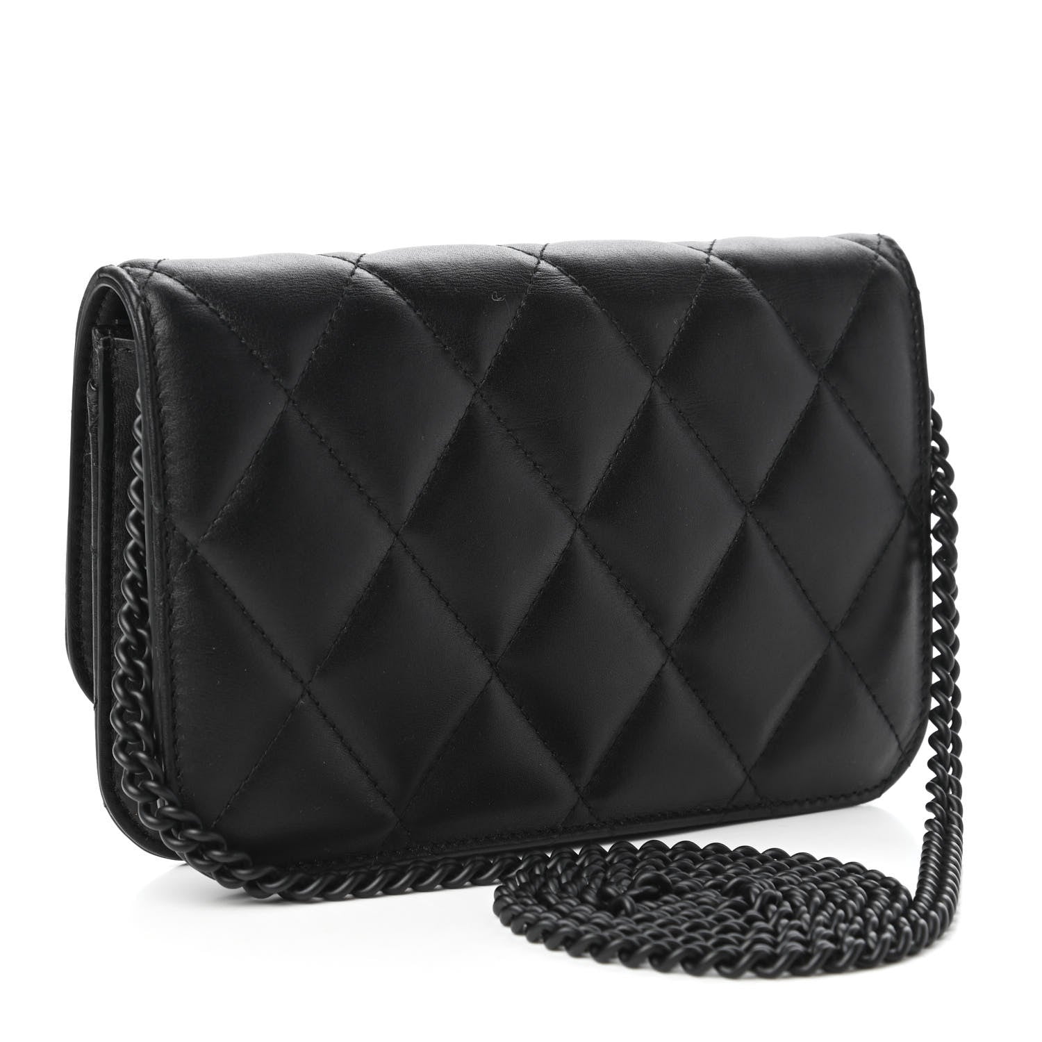 Balenciaga Calfskin Quilted Touch B Wallet on Chain Black 3 of 9