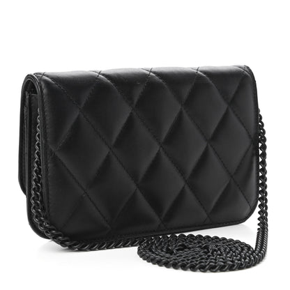 Balenciaga Calfskin Quilted Touch B Wallet on Chain Black 3 of 9
