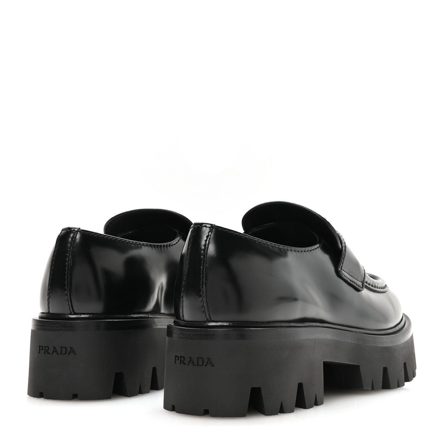Prada Spazzolato Metal Triangle Logo 50mm Loafers 37 Black 5 of 8