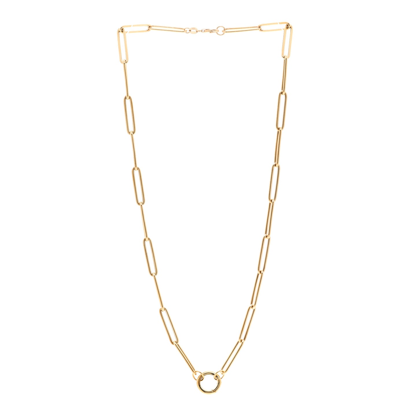 18K Yellow Gold Classic Fob Open Clip Chain Necklace