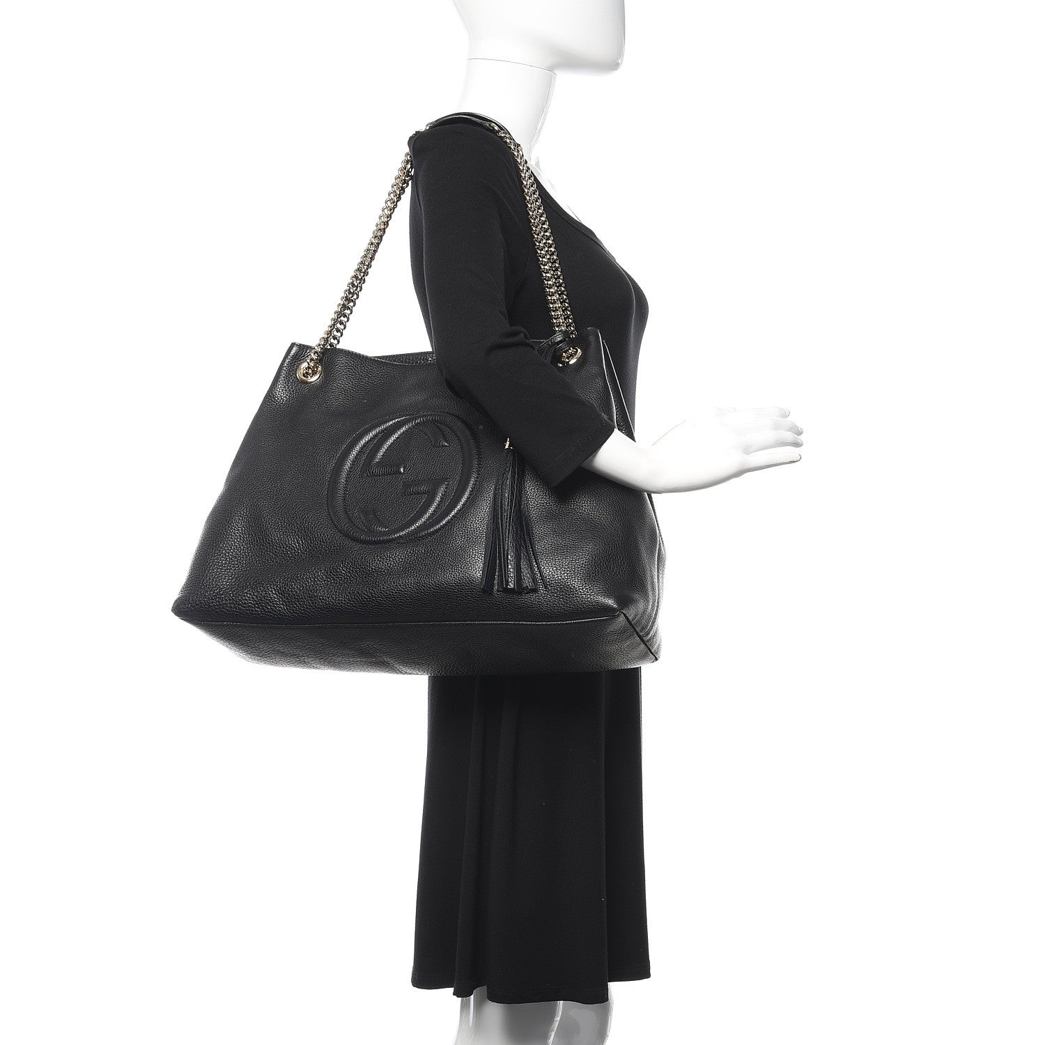 Gucci Pebbled Calfskin Large Soho Chain Shoulder Bag Black 2 of 10
