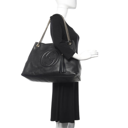 Gucci Pebbled Calfskin Large Soho Chain Shoulder Bag Black 2 of 10