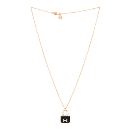 Hermes 18K Rose Gold Black Jade Constance Amulettes Pendant Necklace 2 of 4