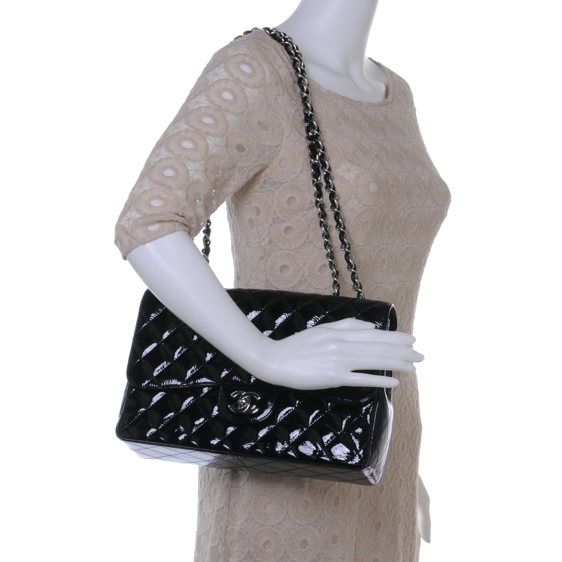 Chanel Distressed Patent Jumbo Single Flap Black 2 of 7