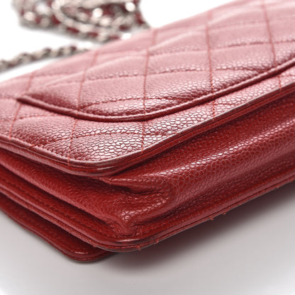 Chanel Caviar Quilted Wallet on Chain WOC Red 12 of 14