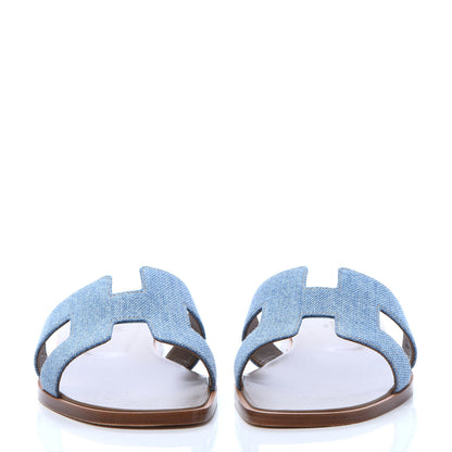 Hermes Denim Oran Sandals 38 Bleu Clair 2 of 9