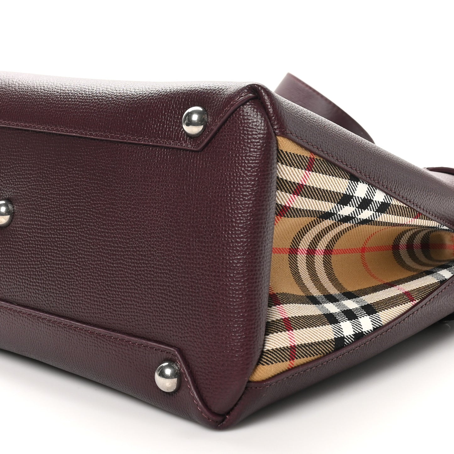 Grainy Calfskin House Check Medium Banner Tote Mahogany Red