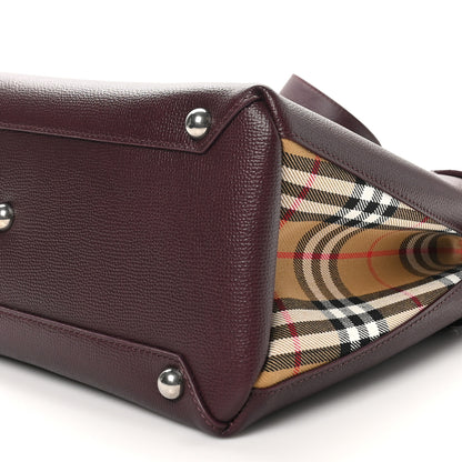 Burberry Grainy Calfskin House Check Medium Banner Tote Mahogany Red 9 of 11