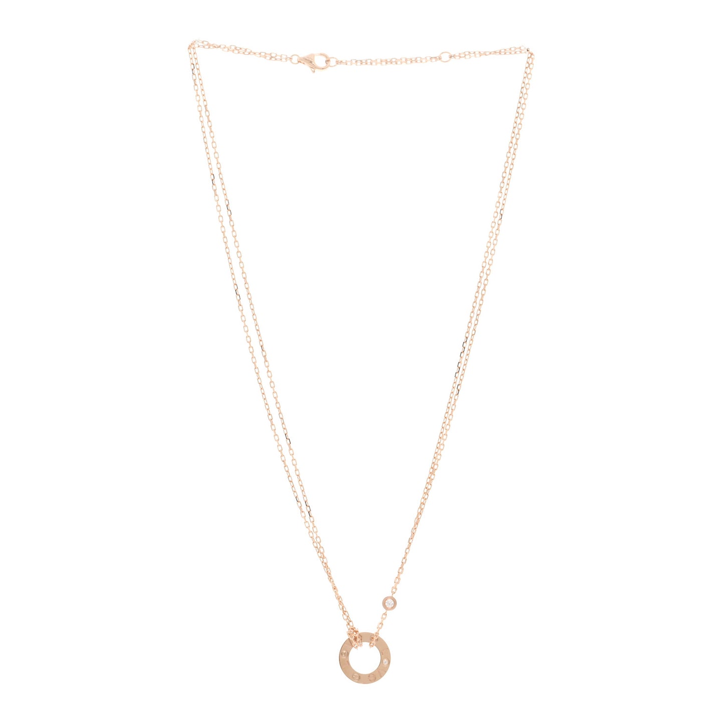 18K Pink Gold 2 Diamond LOVE Necklace