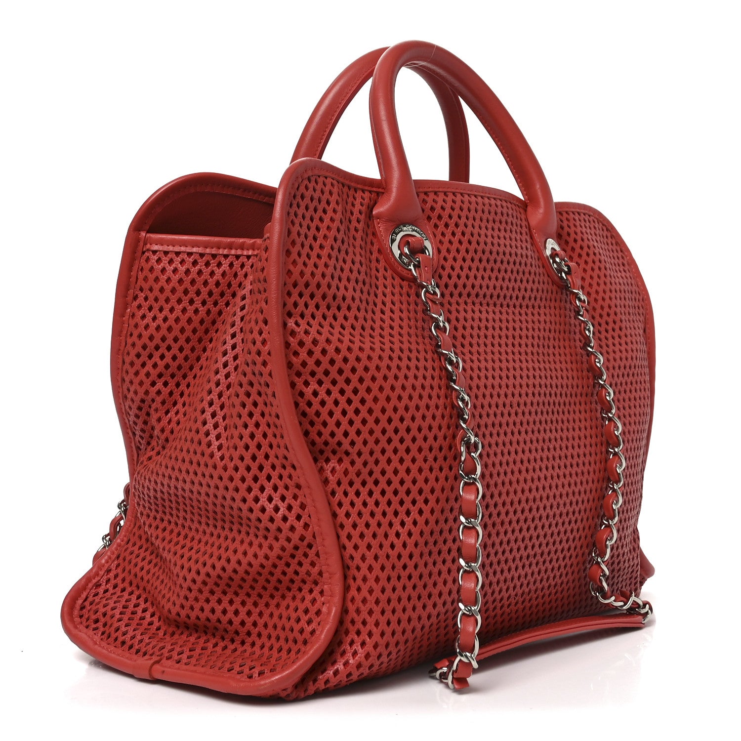 Chanel Calfskin Perforated Up In The Air Tote Red 3 of 12