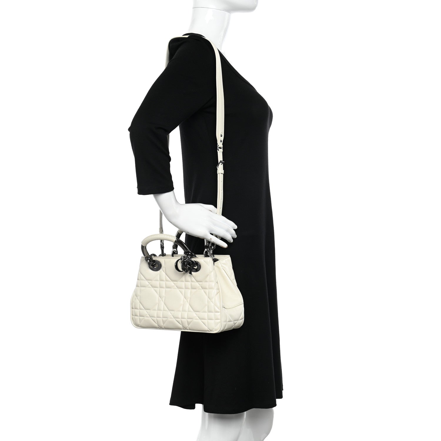 Christian Dior Calfskin Cannage Small The Lady 95.22 Ivory 2 of 10