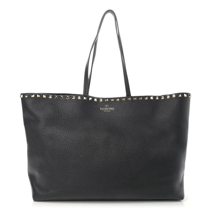 Valentino Garavani Grained Calfskin Rockstud Shoulder Tote Black 1 of 9