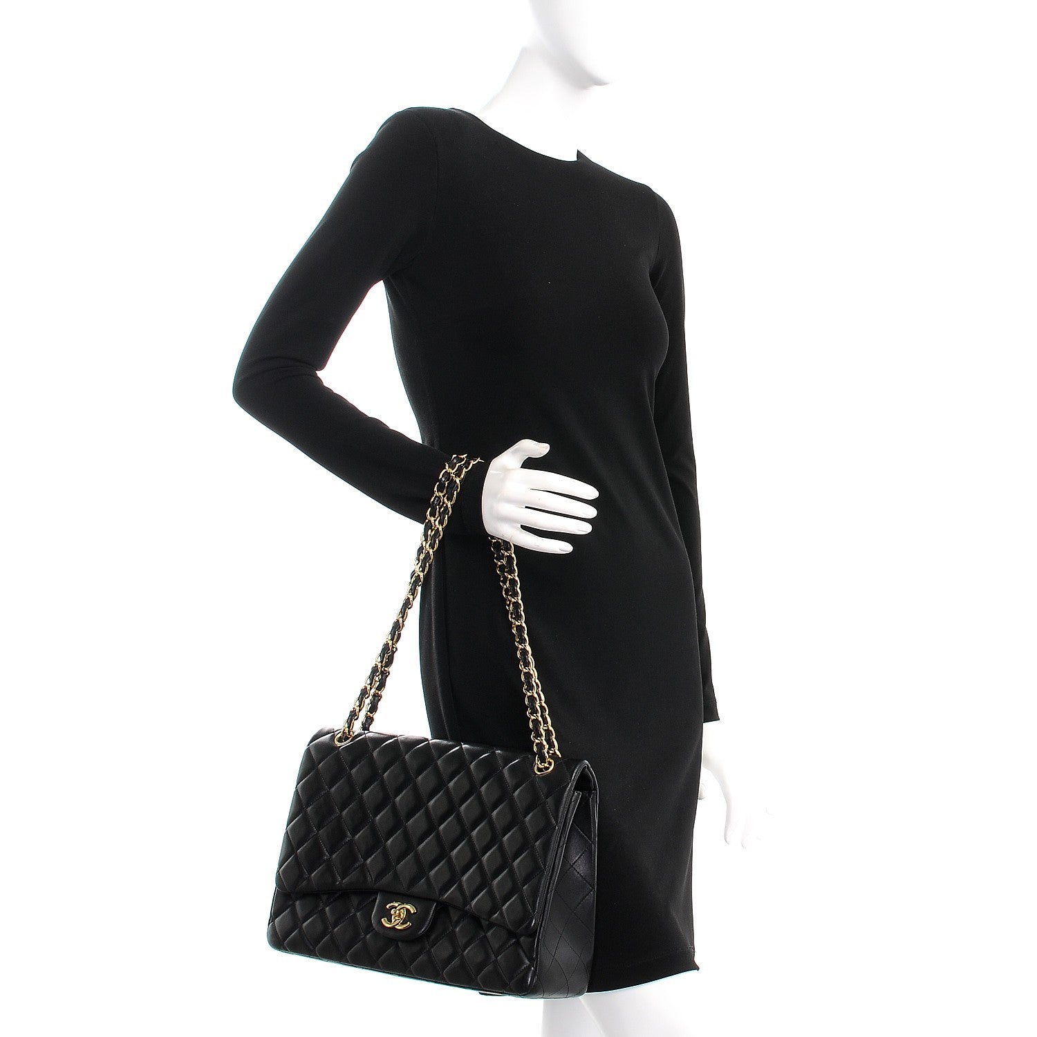 Chanel Lambskin Quilted Maxi Single Flap Black 3 of 9