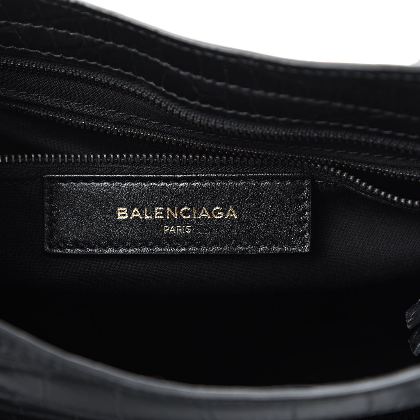 Calfskin Crocodile Embossed Classic Hardware City Black