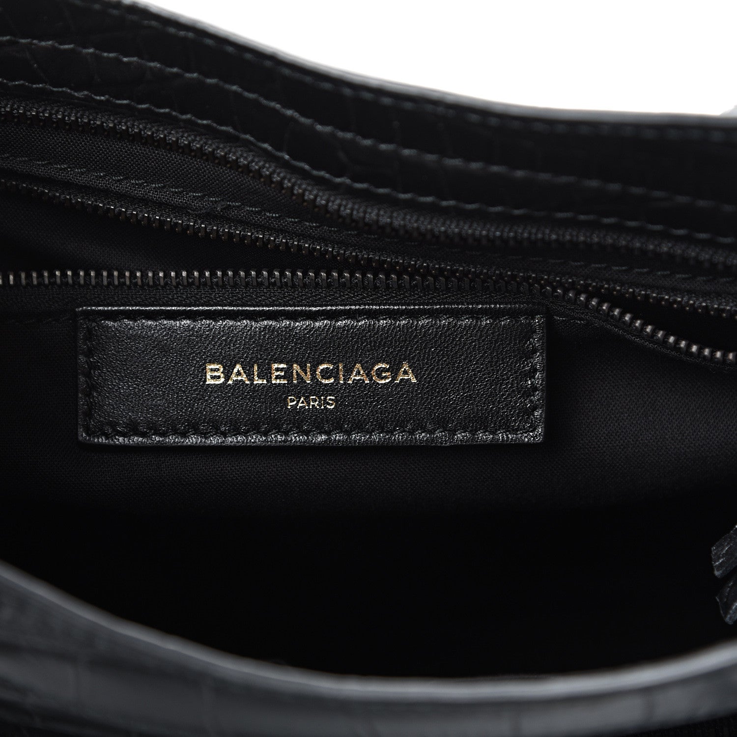 Balenciaga Calfskin Crocodile Embossed Classic Hardware City Black 5 of 9