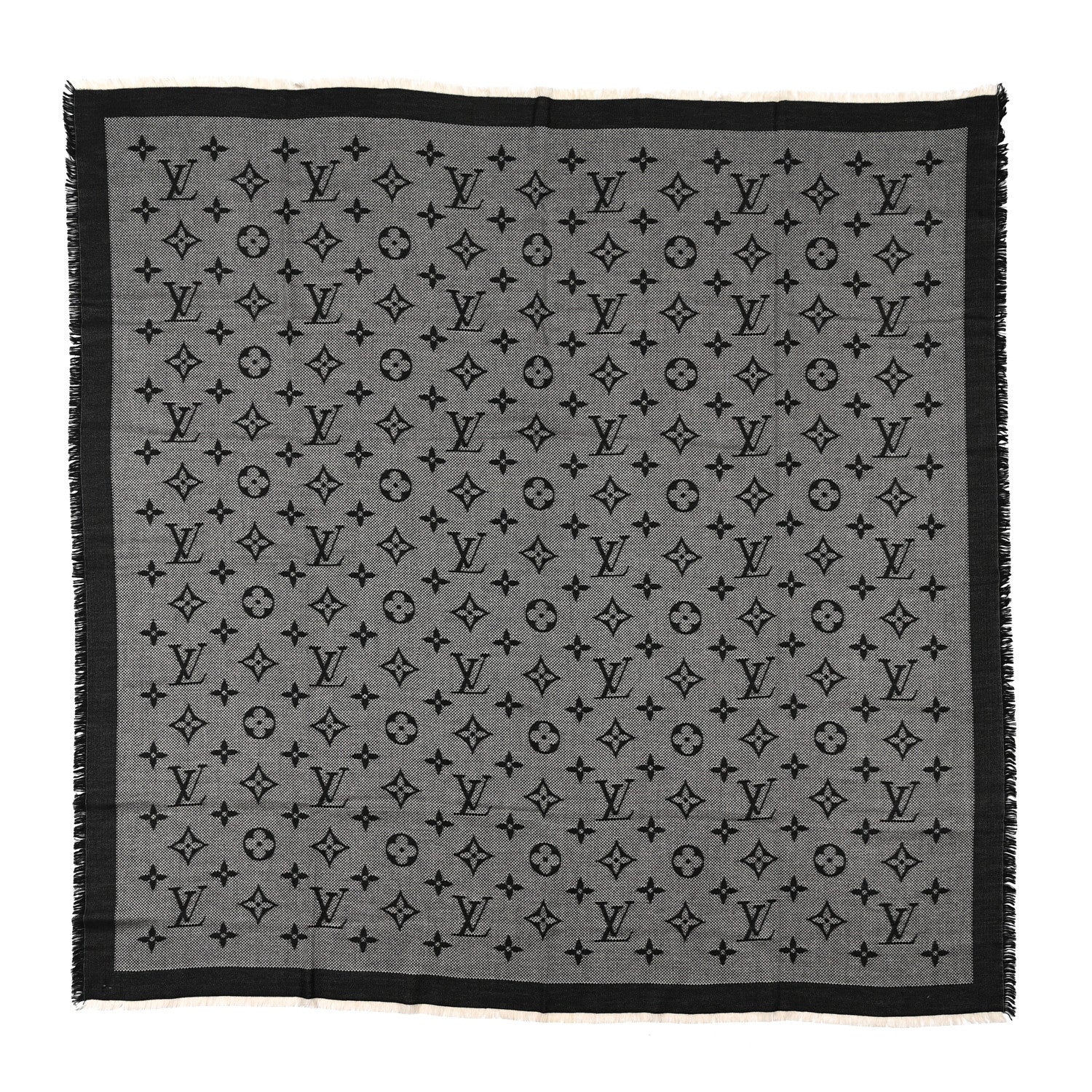Louis Vuitton Silk Wool Monogram Neo Natte Shawl Black 1 of 3