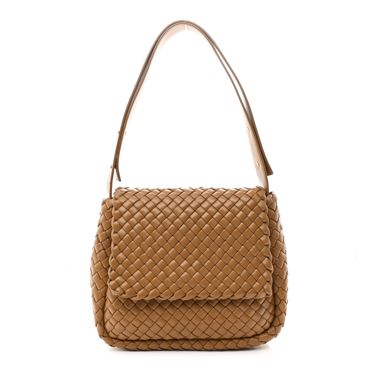 Bottega Veneta Nappa Intreccicio Padded Small Cobble Shoulder Bag Caramel 1 of 9