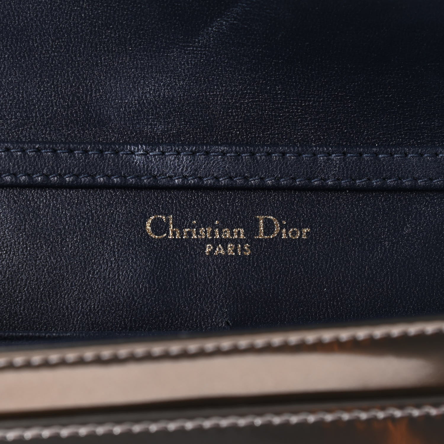 Christian Dior Metallic Patent Micro-Cannage Diorama Wallet on Chain Pouch Gold 5 of 10