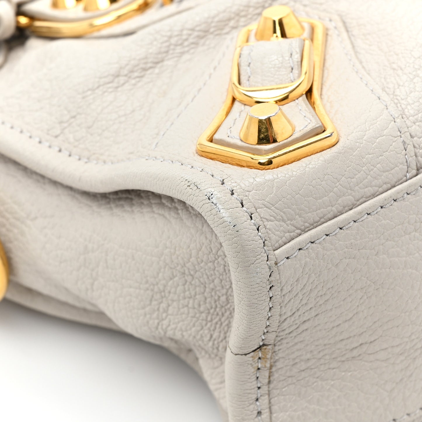Chevre Gold Metallic Edge Hardware Mini City Gris Perle