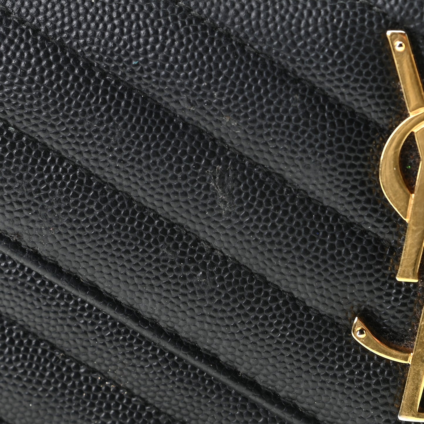 Grain De Poudre Matelasse Chevron Monogram Flap Wallet Black