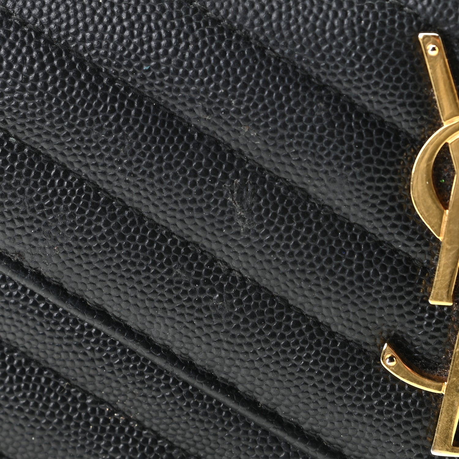 Saint Laurent Grain De Poudre Matelasse Chevron Monogram Flap Wallet Black 7 of 11