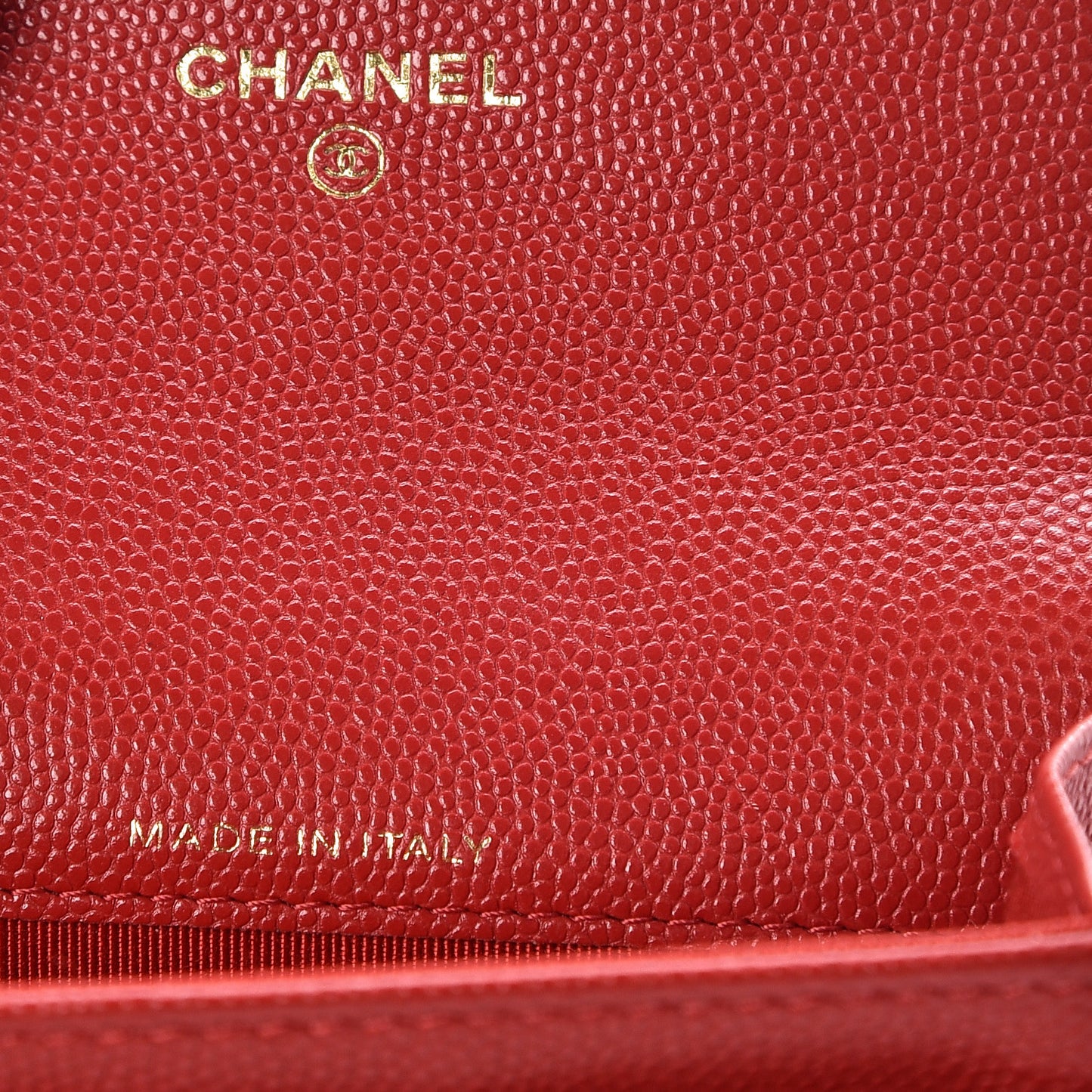 Caviar Quilted Flap Card Holder Dark Red