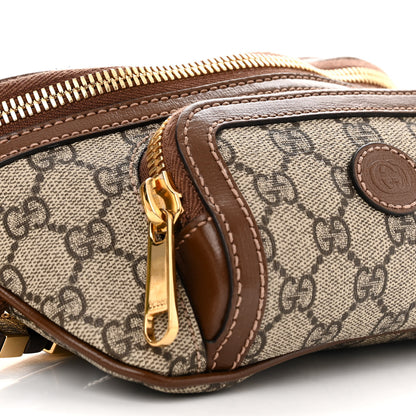 Gucci GG Supreme Monogram Textured Calfskin Retro Interlocking G Belt Bag Beige Ebony Brown Sugar 9 of 11