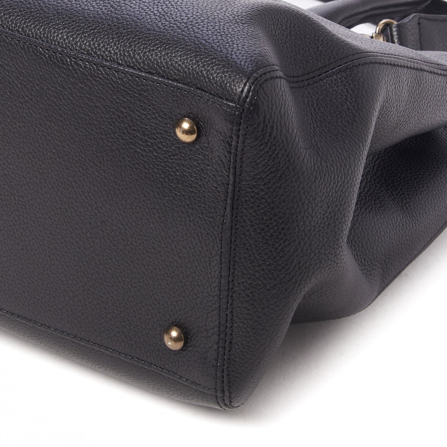 Calfskin Cerf Executive Shopper Tote Black
