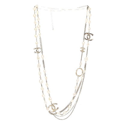 Chanel Pearl Crystal CC Long Necklace Gold 2 of 5