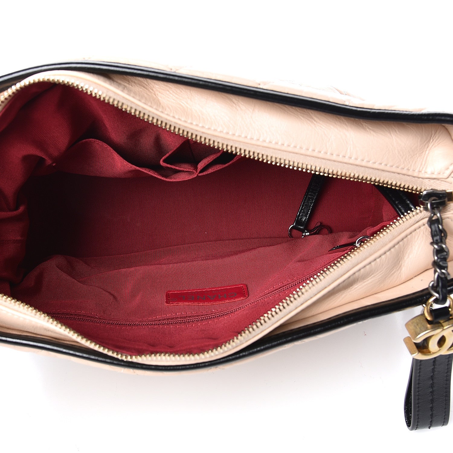Chanel Aged Calfskin Quilted Medium Gabrielle Hobo Beige Black 5 of 10