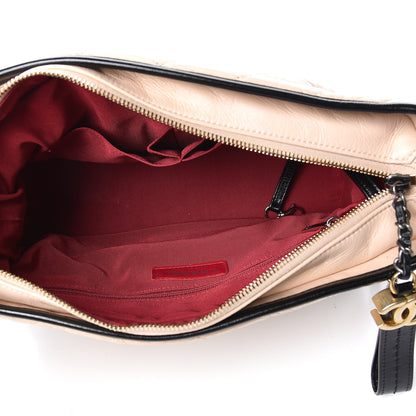Chanel Aged Calfskin Quilted Medium Gabrielle Hobo Beige Black 5 of 10