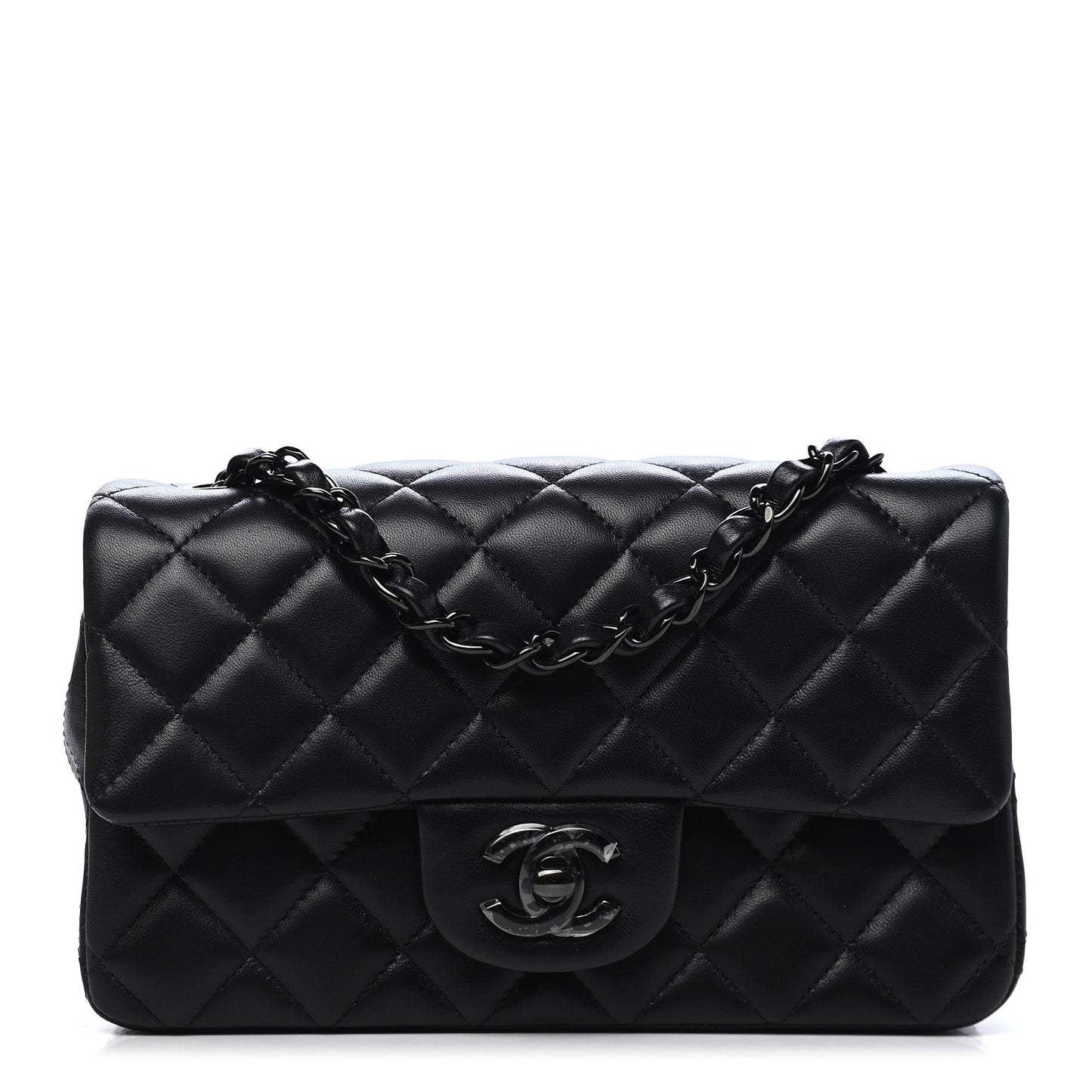 Lambskin Quilted Mini Rectangular Flap So Black