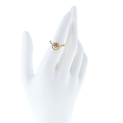 Christian Dior 18K Yellow Gold Diamond Mother of Pearl Rose Des Vents Ring 50 5.5 2 of 6